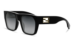 Shop FENDI Baguette Black Square Sunglasses in Black online.