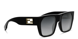 Shop FENDI Baguette Black Square Sunglasses in Black online.