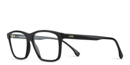 Shop FENDI Fendi Fine Wide Rectangle Eyeglasses in Black online.