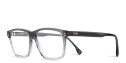 Shop FENDI Fendi Fine Wide Rectangle Eyeglasses in Grey online.
