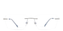 Shop EYE'M Rimless Wide Irregular Eyeglasses in Silver online.