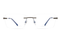 Shop EYE'M Rimless Wide Irregular Eyeglasses in Gunmetal online.
