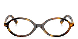 Shop MIU MIU Round Eyeglasses in Honey Havana online.