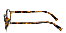 Shop MIU MIU Round Eyeglasses in Honey Havana online.