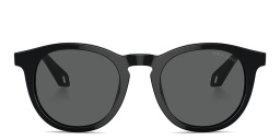 Shop GIORGIO ARMANI Logo Round Sunglasses in Black online.