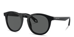 Shop GIORGIO ARMANI Logo Round Sunglasses in Black online.