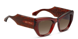 Shop ETRO Paisley Rectangle Sunglasses in Brick online.