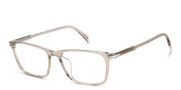 Shop DAVID BECKHAM Timeless Icons Rectangle Eyeglasses in Beige Crystal online.