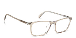 Shop DAVID BECKHAM Timeless Icons Rectangle Eyeglasses in Beige Crystal online.
