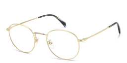Shop DAVID BECKHAM Timeless Icons Panthos Eyeglasses in Matte Gold online.