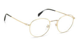 Shop DAVID BECKHAM Timeless Icons Panthos Eyeglasses in Matte Gold online.
