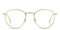 Shop DAVID BECKHAM Timeless Icons Panthos Eyeglasses in Matte Gold online.