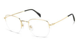 Shop DAVID BECKHAM Timeless Icons Half-Rim Irregular Eyeglasses in Gold online.