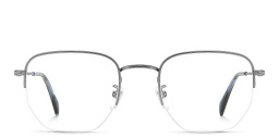 Shop DAVID BECKHAM Timeless Icons Half-Rim Irregular Eyeglasses in Matte Dark Ruthenium online.
