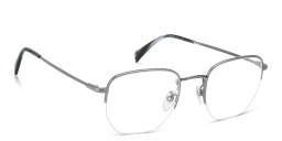 Shop DAVID BECKHAM Timeless Icons Half-Rim Irregular Eyeglasses in Matte Dark Ruthenium online.