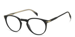 Shop DAVID BECKHAM Timeless Icons Panthos Eyeglasses in Black online.