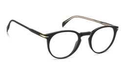 Shop DAVID BECKHAM Timeless Icons Panthos Eyeglasses in Black online.