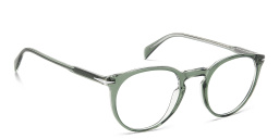 Shop DAVID BECKHAM Timeless Icons Panthos Eyeglasses in Green Crystal online.