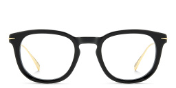 Shop DAVID BECKHAM Style Pioneer Square Eyeglasses in Black Gold online.