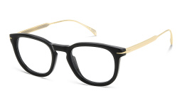 Shop DAVID BECKHAM Style Pioneer Square Eyeglasses in Black Gold online.