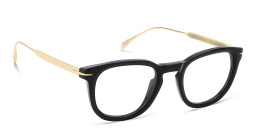Shop DAVID BECKHAM Style Pioneer Square Eyeglasses in Black Gold online.