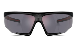 Prada Linea Rossa Logo Half-Rim Wide Irregular Sunglasses in Black – Product Photo 1