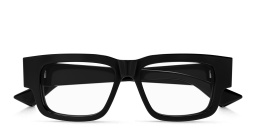 Shop BOTTEGA VENETA New Classic Rectangle Eyeglasses in Black online.