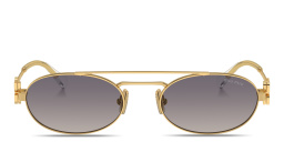 MIU MIU Vertical Logo Oval Sunglasses in Gold – Product Photo 1