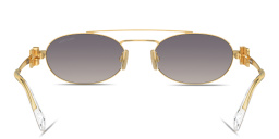 Shop MIU MIU Vertical Logo Oval Sunglasses in Gold online.
