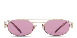 MIU MIU Vertical Logo Oval Sunglasses in Gold – Product Photo 1