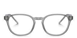Shop GIORGIO ARMANI Logo Panthos Eyeglasses in Transparent Grey online.