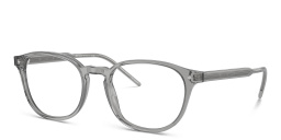 Shop GIORGIO ARMANI Logo Panthos Eyeglasses in Transparent Grey online.