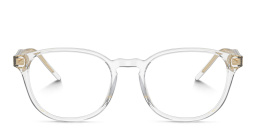 Shop GIORGIO ARMANI Logo Panthos Eyeglasses in Crystal online.