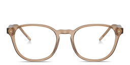 Shop GIORGIO ARMANI Logo Panthos Eyeglasses in Brown online.