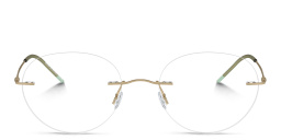 GIORGIO ARMANI Logo Rimless Panthos Eyeglasses in Matte Pale Gold – Product Photo 1