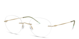 GIORGIO ARMANI Logo Rimless Panthos Eyeglasses in Matte Pale Gold – Product Photo 2