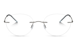 GIORGIO ARMANI Logo Rimless Panthos Eyeglasses in Matte Gunmetal – Product Photo 1