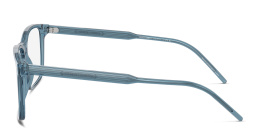 Shop GIORGIO ARMANI Logo Wide Rectangle Eyeglasses in Transparent Blue online.