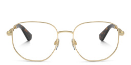 Shop BURBERRY Logo Irregular Eyeglasses in Light Gold online.