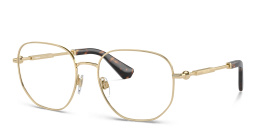 Shop BURBERRY Logo Irregular Eyeglasses in Light Gold online.