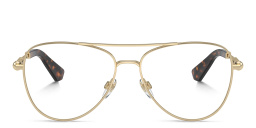 Shop BURBERRY Logo Wide Pilot Eyeglasses in Light Gold online.