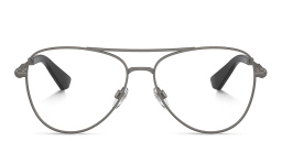 Shop BURBERRY Logo Wide Pilot Eyeglasses in Gunmetal online.