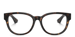 Shop BURBERRY Logo Panthos Eyeglasses in Dark Havana online.