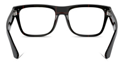 Shop BURBERRY Icon Check Square Eyeglasses in Top Black On Vintage Check online.