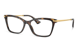 Shop Dolce & Gabbana Logo Wide Rectangle Eyeglasses in Havana online.