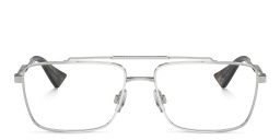 Dolce & Gabbana Logo Wide Rectangle Eyeglasses in Silver – Product Photo 1