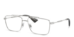 Shop Dolce & Gabbana Logo Wide Rectangle Eyeglasses in Silver online.