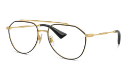 Shop Dolce & Gabbana Logo Wide Pilot Eyeglasses in Gold/Matte Black online.