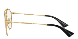 Shop Dolce & Gabbana Logo Wide Pilot Eyeglasses in Gold/Matte Black online.