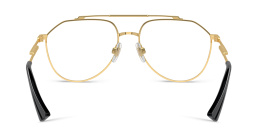 Shop Dolce & Gabbana Logo Wide Pilot Eyeglasses in Gold/Matte Black online.